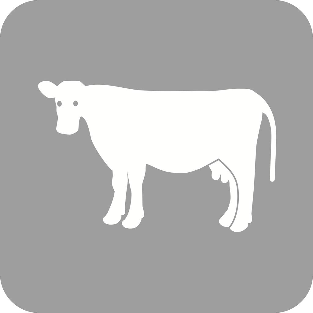 Cow Flat Round Corner Icon - IconBunny