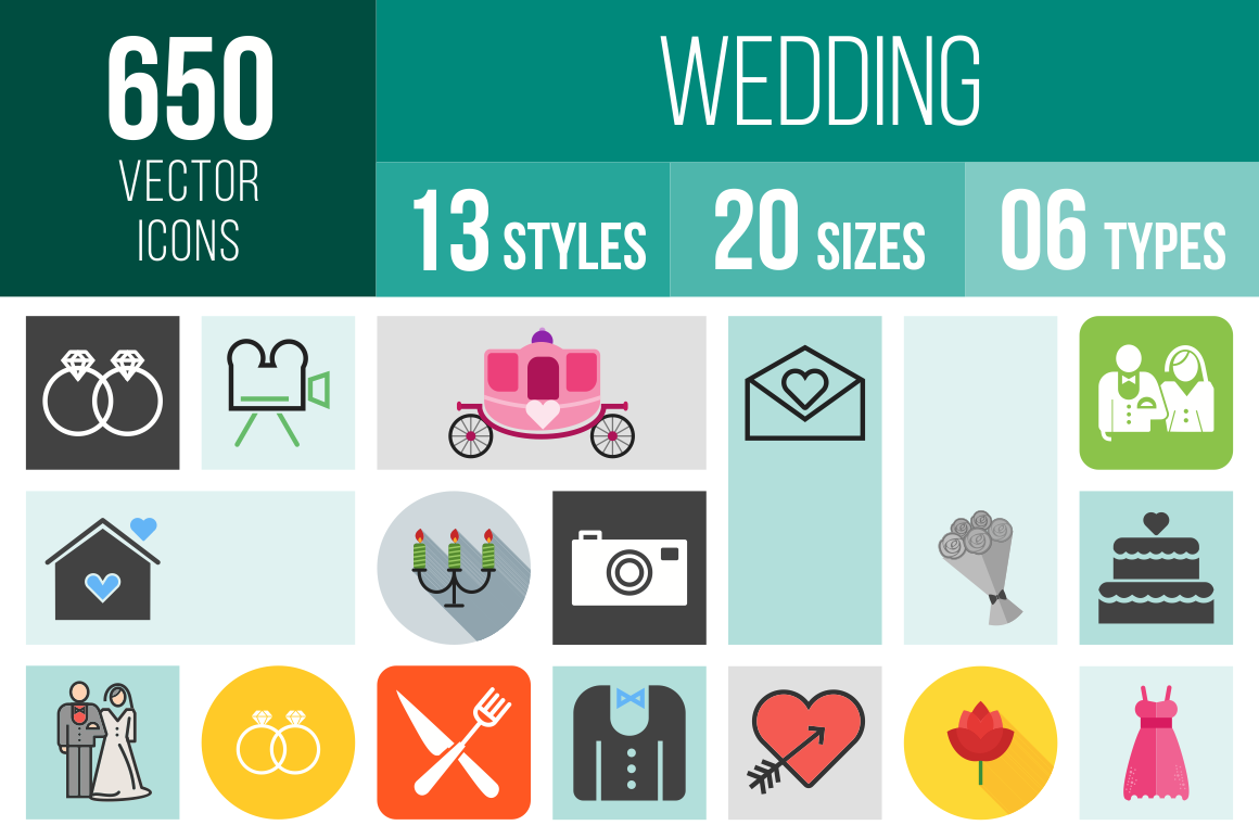 Wedding Icons Bundle - Overview - IconBunny