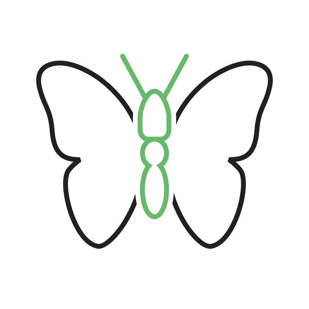 Butterfly II Line Green Black Icon - IconBunny