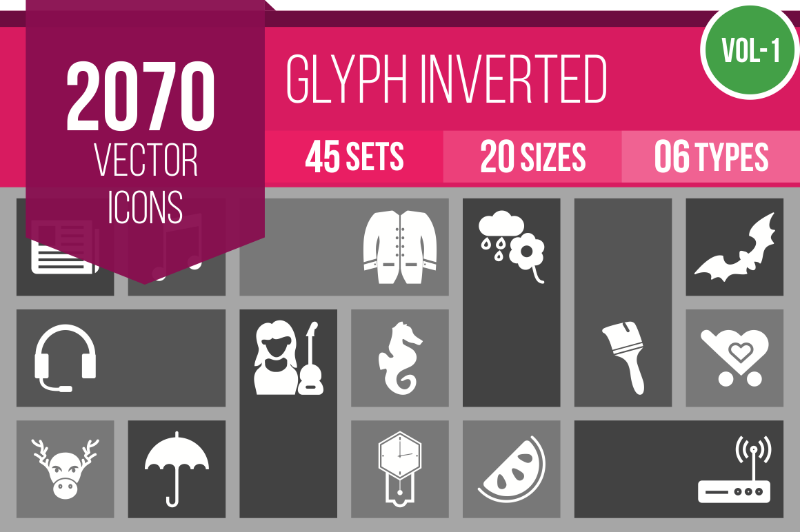 2070 Glyph Inverted Icons Bundle - Overview - IconBunny
