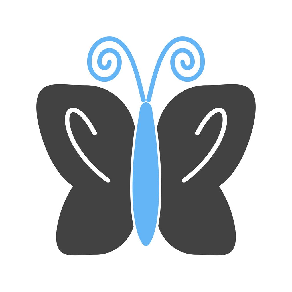 Butterfly III Blue Black Icon - IconBunny