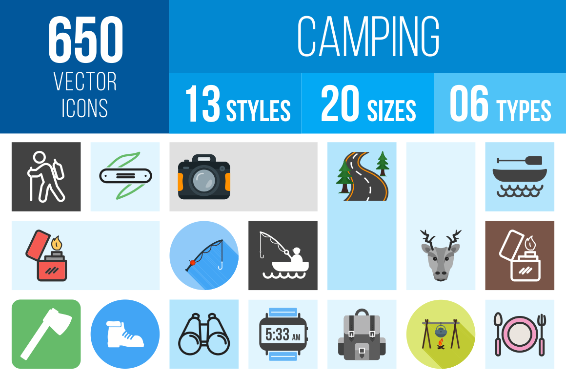 Camping Icons Bundle - Overview - IconBunny