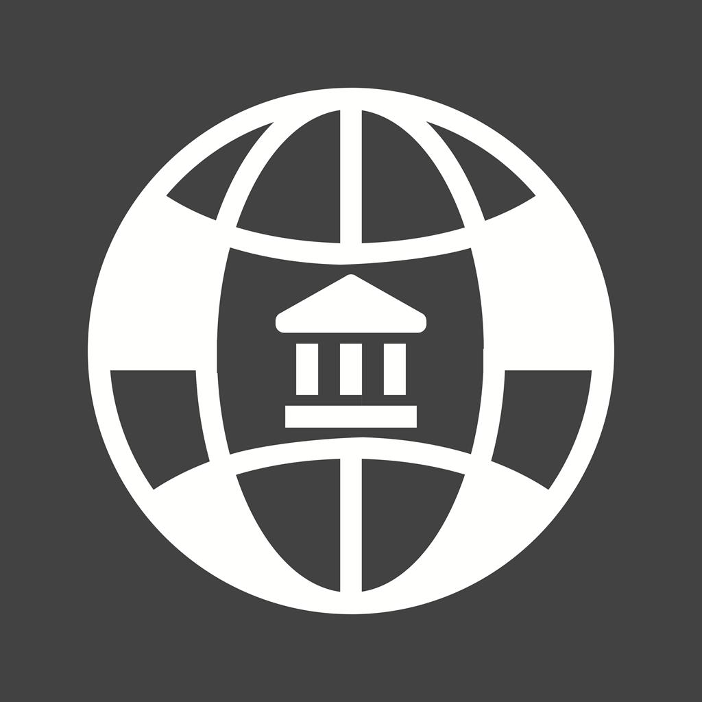 Global Banks Glyph Inverted Icon - IconBunny