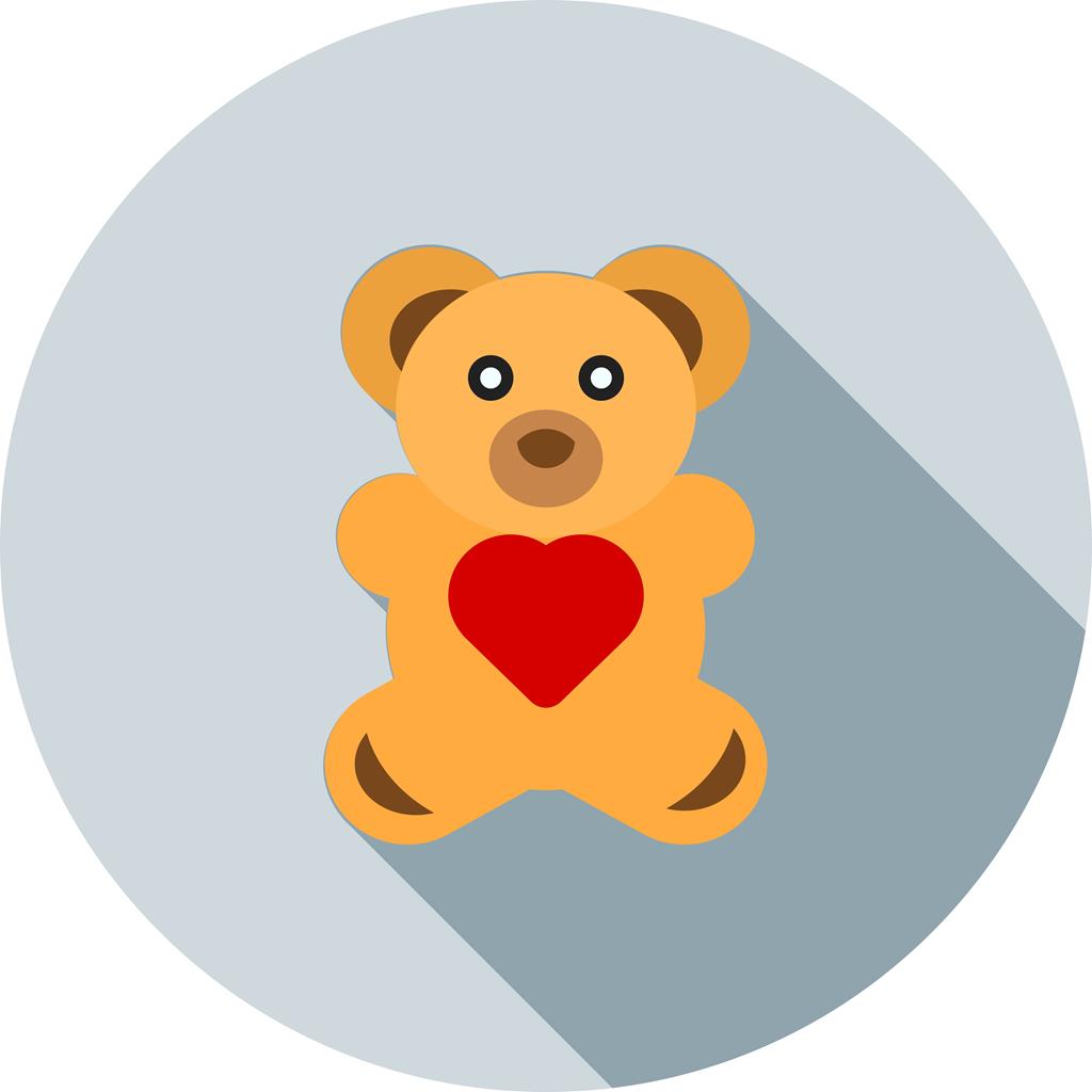 Stuffed Bear Flat Shadowed Icon - IconBunny