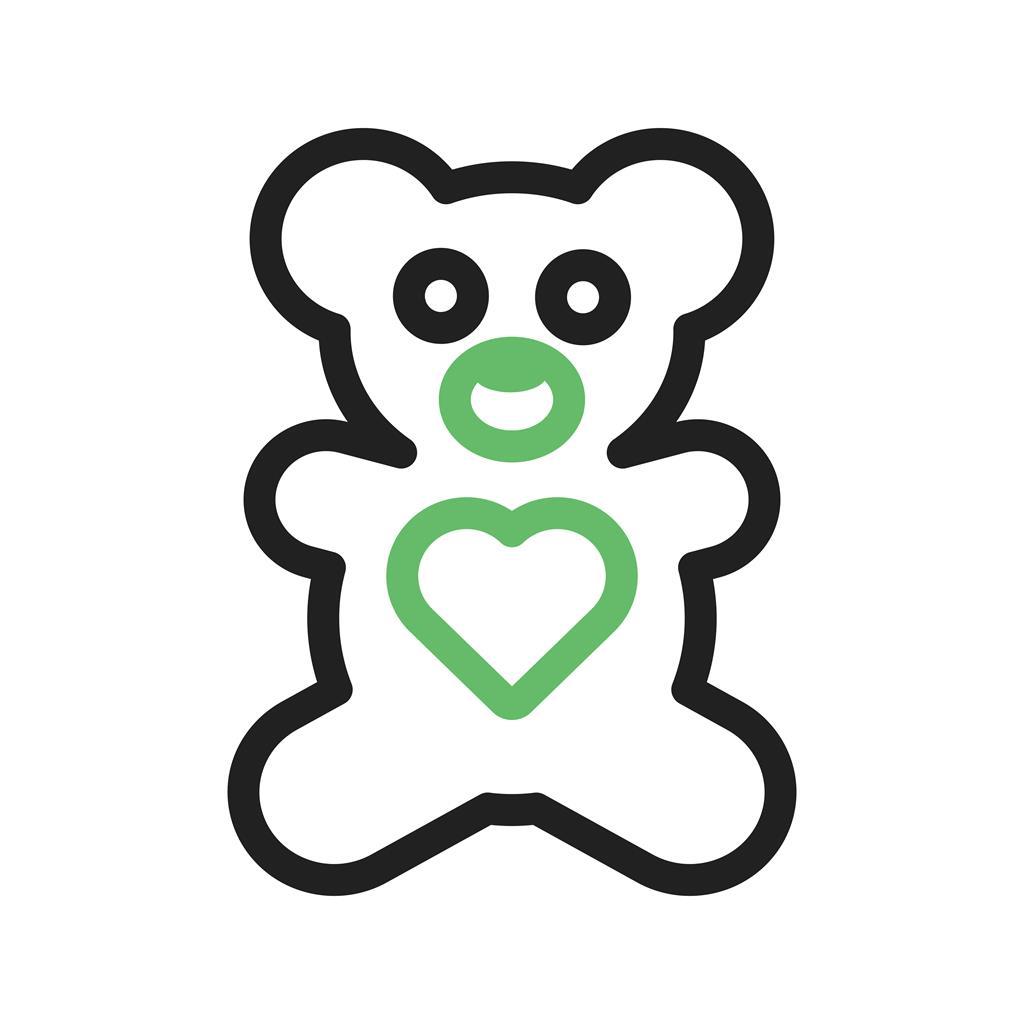 Stuffed Bear Line Green Black Icon - IconBunny