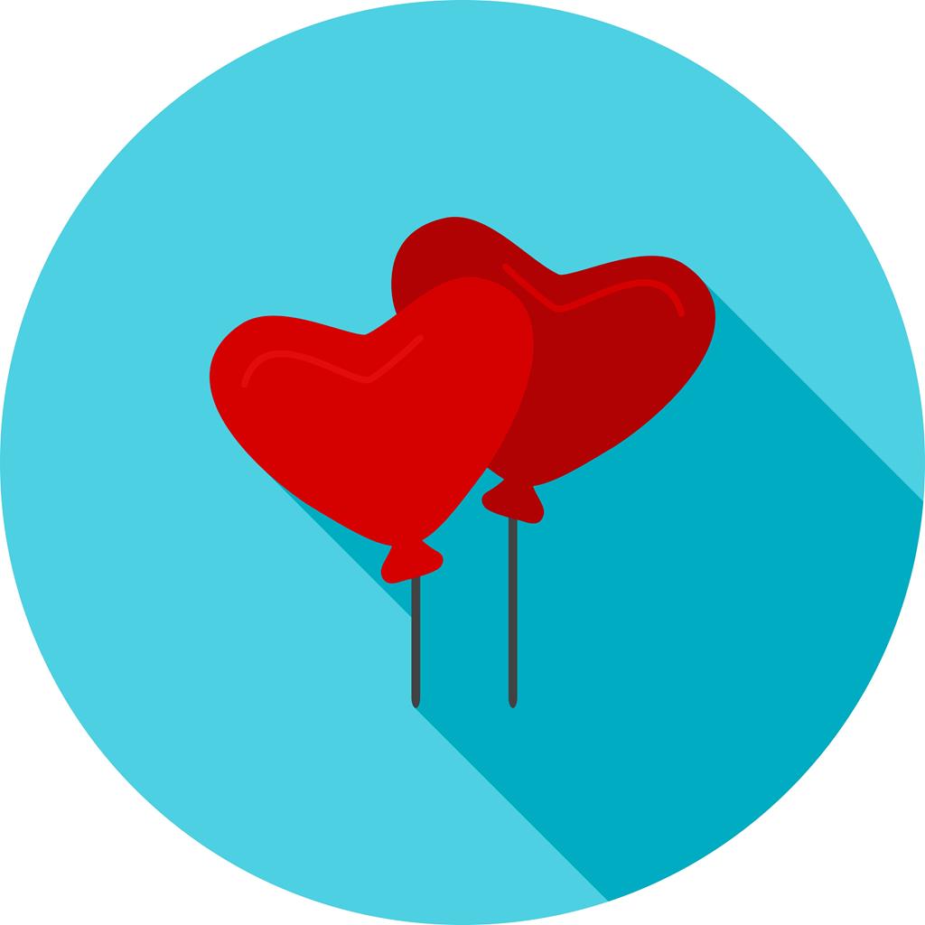 Heart Shaped Baloon Flat Shadowed Icon - IconBunny