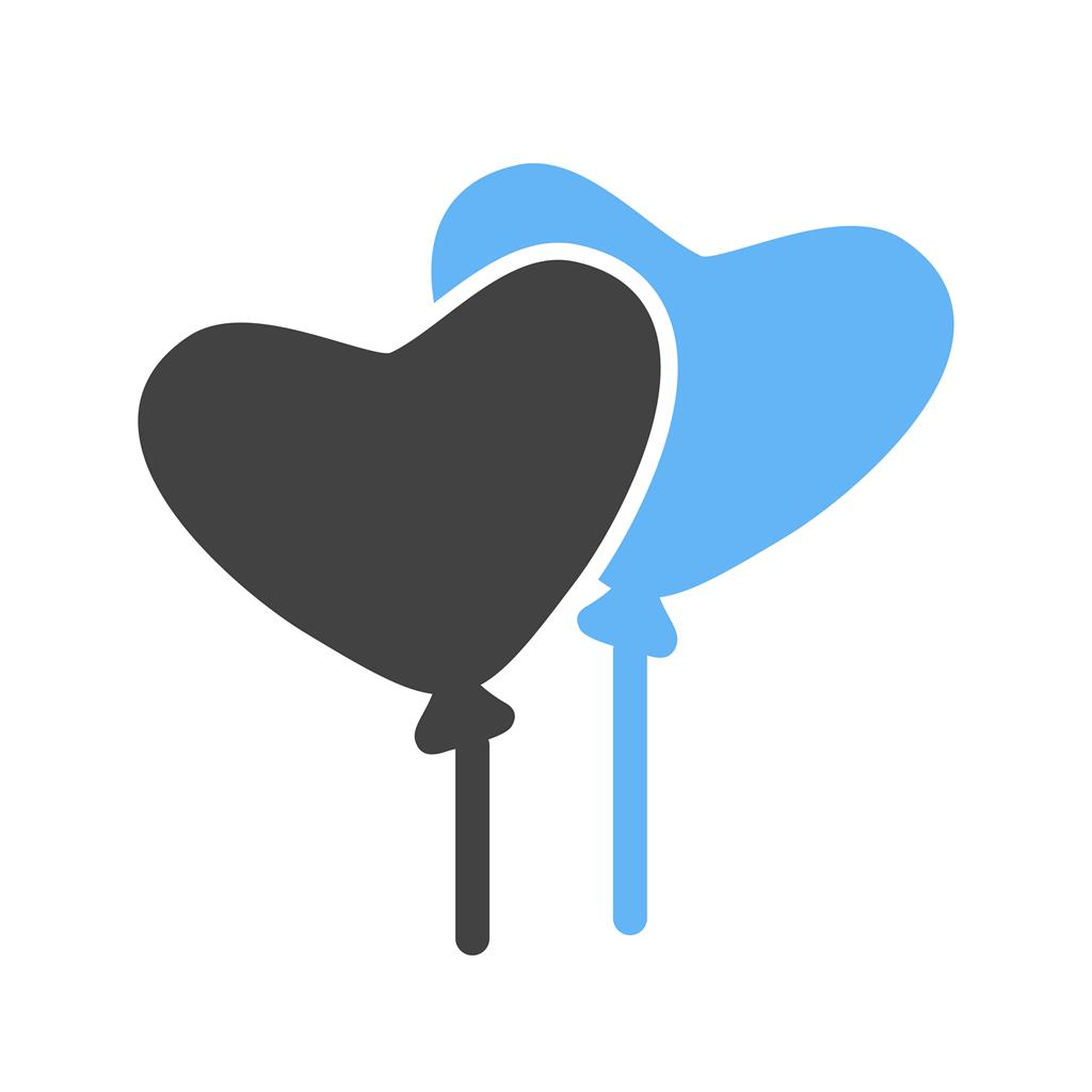Heart Shaped Baloon Blue Black Icon - IconBunny
