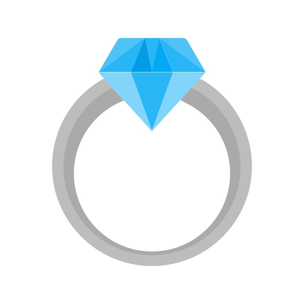 Diamond Ring Flat Multicolor Icon - IconBunny