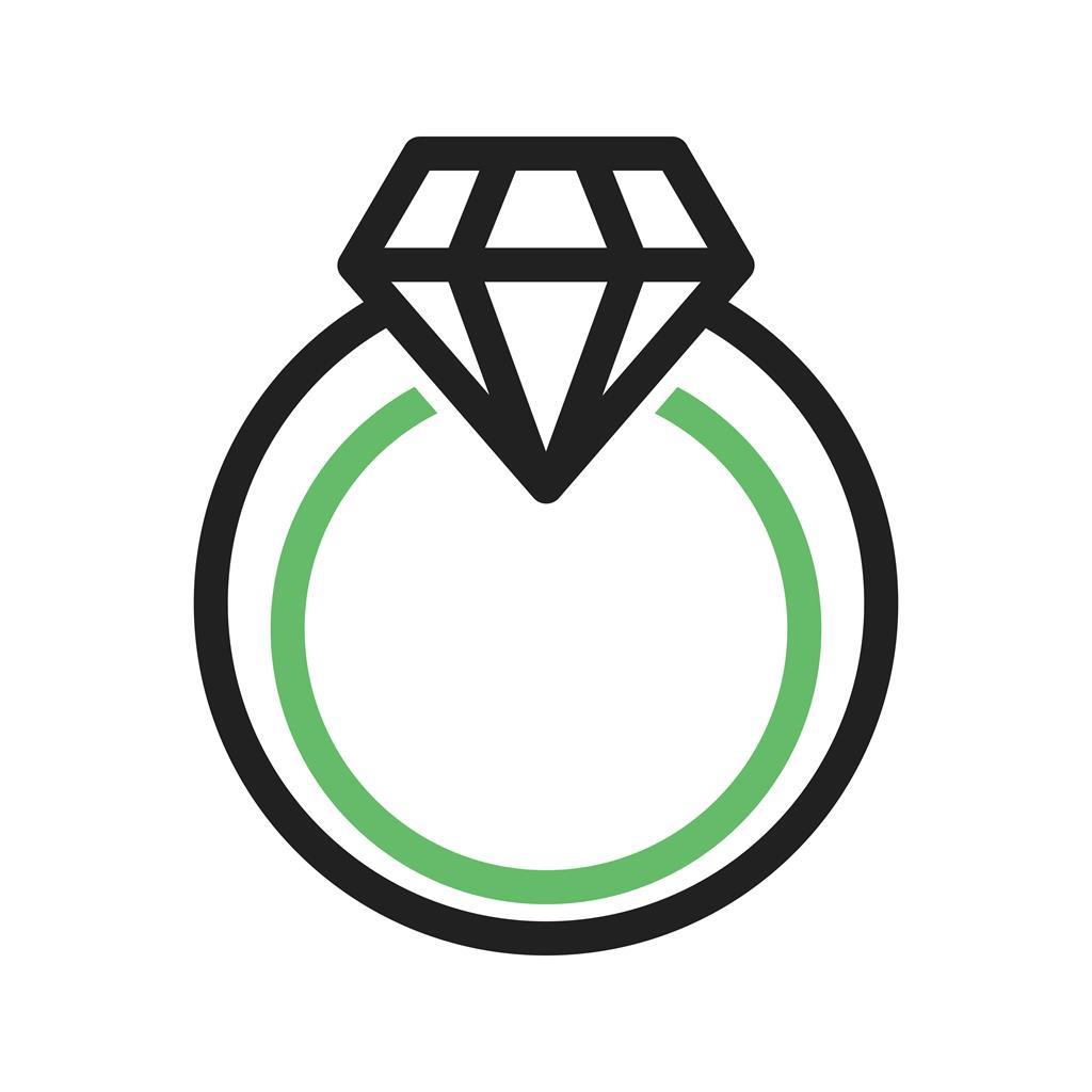 Diamond Ring Line Green Black Icon - IconBunny