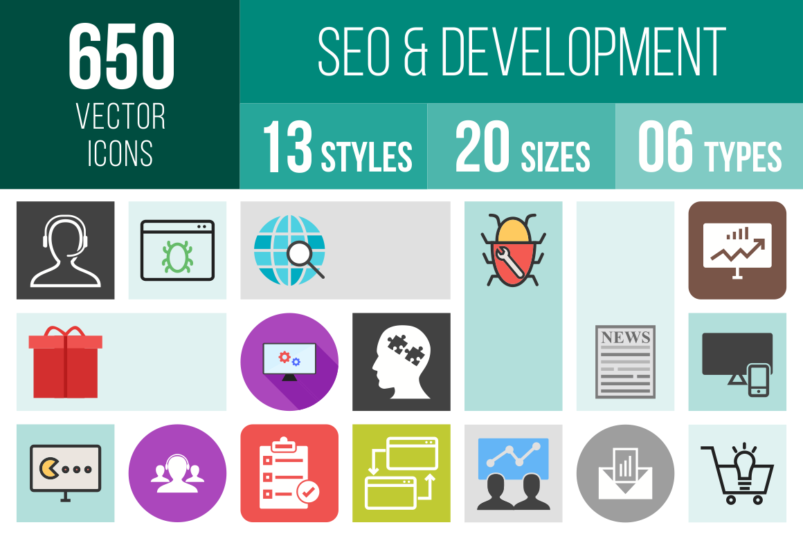 SEO & Development Icons Bundle - Overview - IconBunny