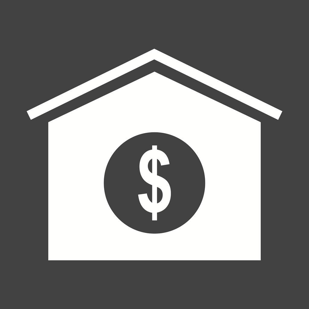 House Loan Glyph Inverted Icon - IconBunny