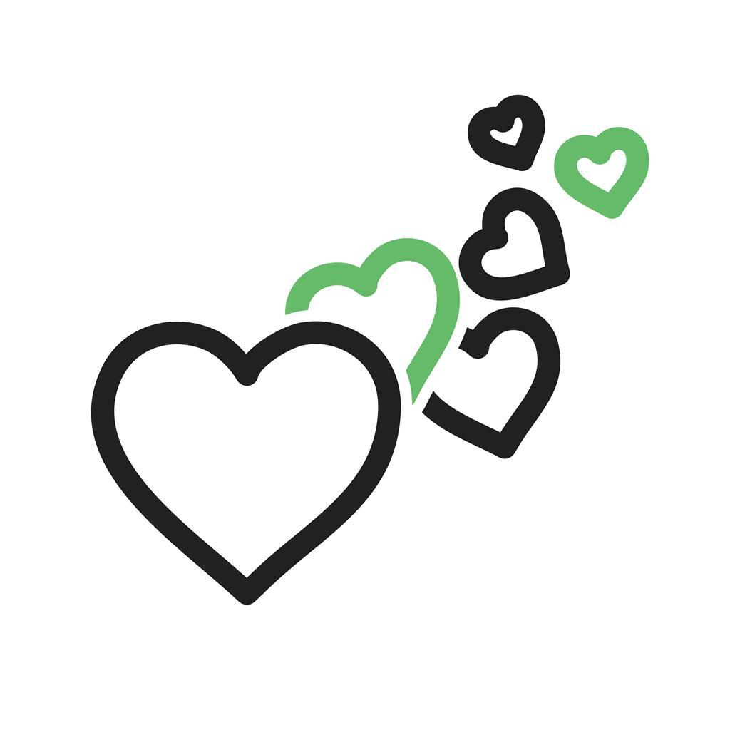Hearts I Line Green Black Icon - IconBunny
