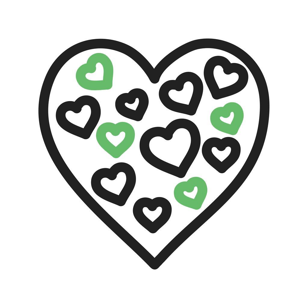 Hearts II Line Green Black Icon - IconBunny