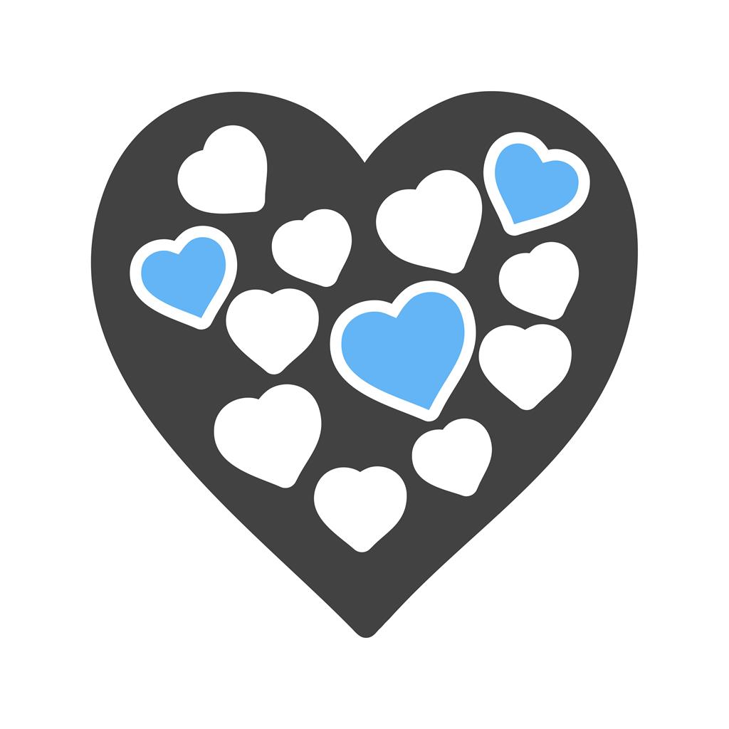 Hearts II Blue Black Icon - IconBunny