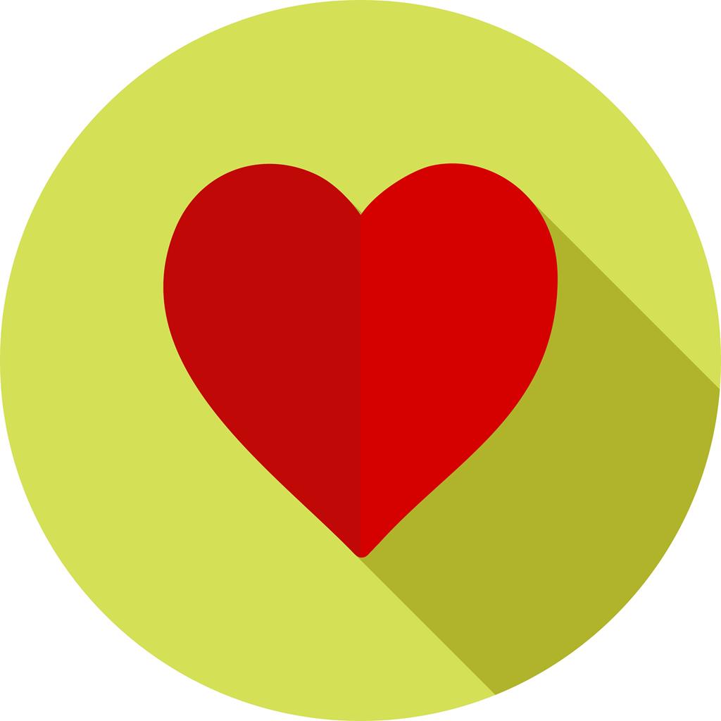 Single Heart Flat Shadowed Icon - IconBunny
