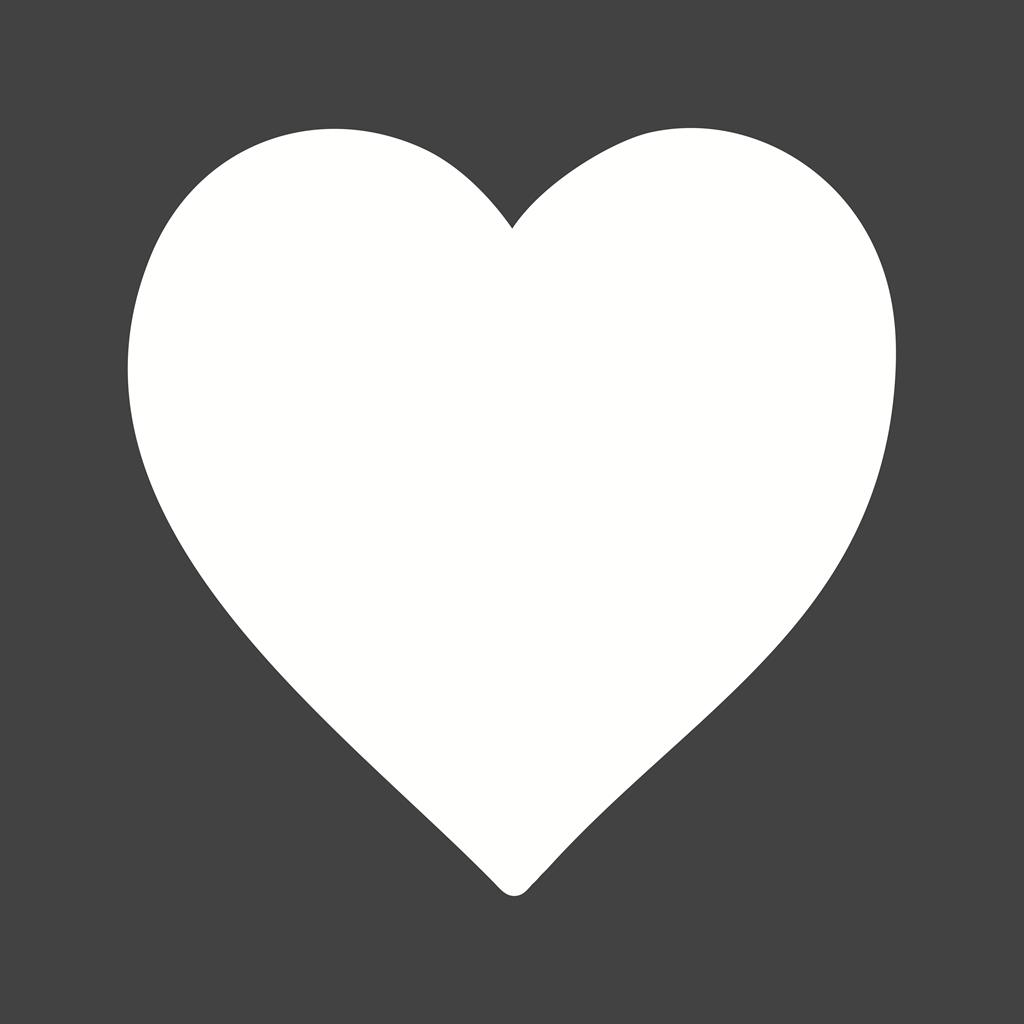 Single Heart Glyph Inverted Icon - IconBunny