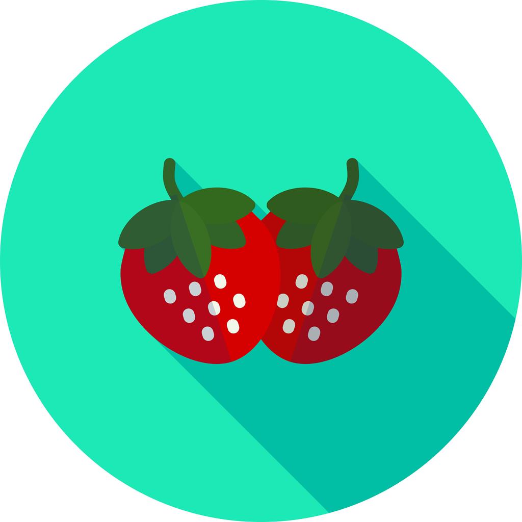 Strawberries Flat Shadowed Icon - IconBunny