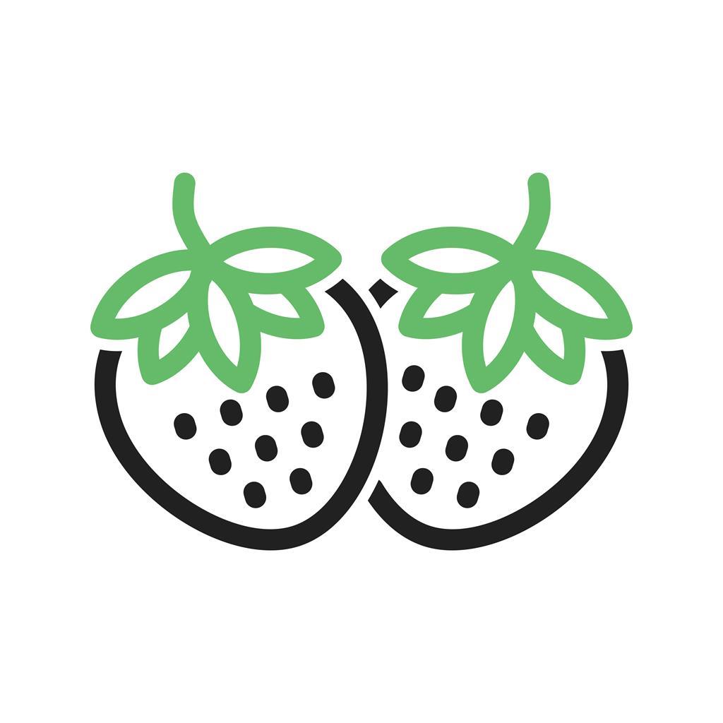 Strawberries Line Green Black Icon - IconBunny