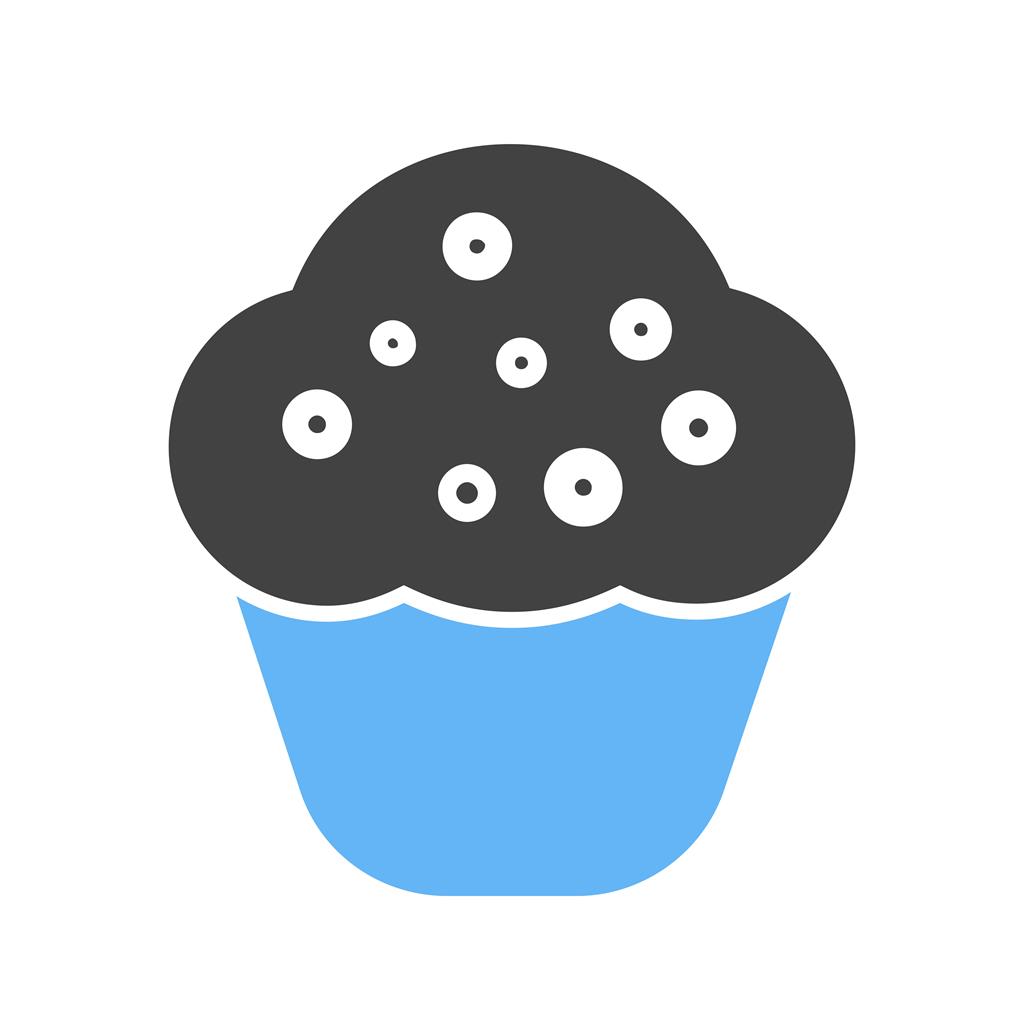 Cupcake Blue Black Icon - IconBunny