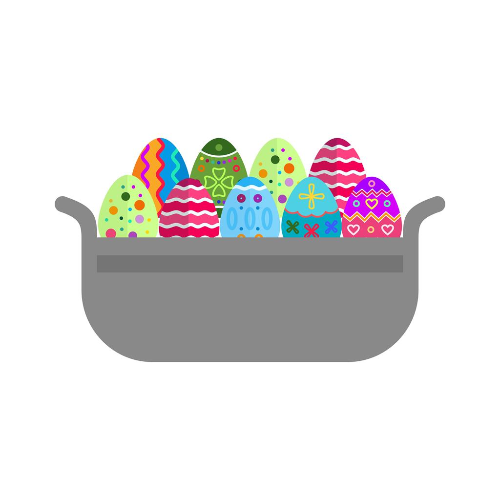 Eggs Basket I Flat Multicolor Icon - IconBunny
