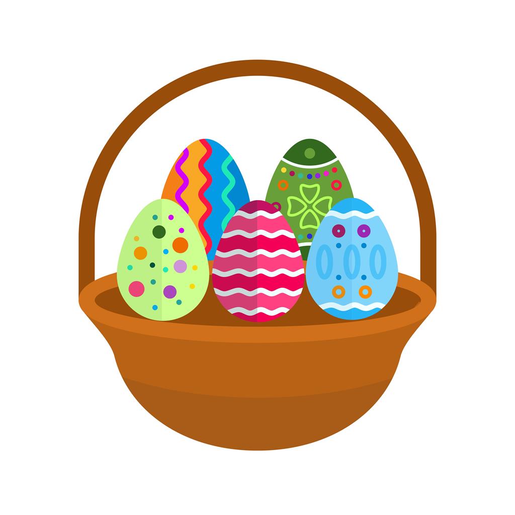 Eggs Basket II Flat Multicolor Icon - IconBunny