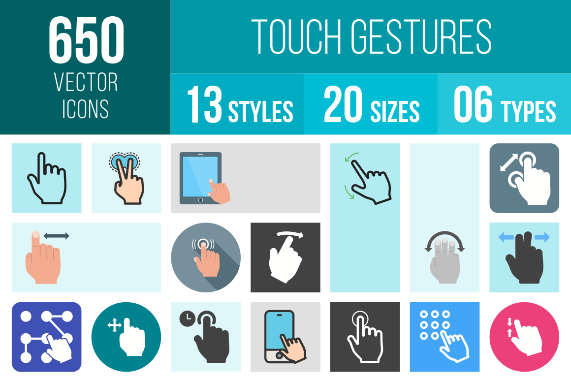 Touch Gestures Icons Bundle - Overview - IconBunny