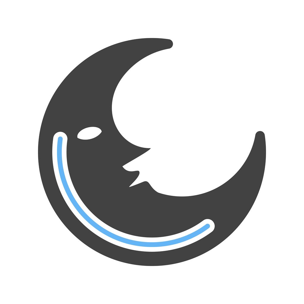 Half Moon Blue Black Icon - IconBunny