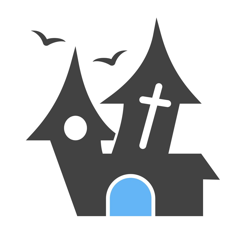 Haunted House Blue Black Icon - IconBunny