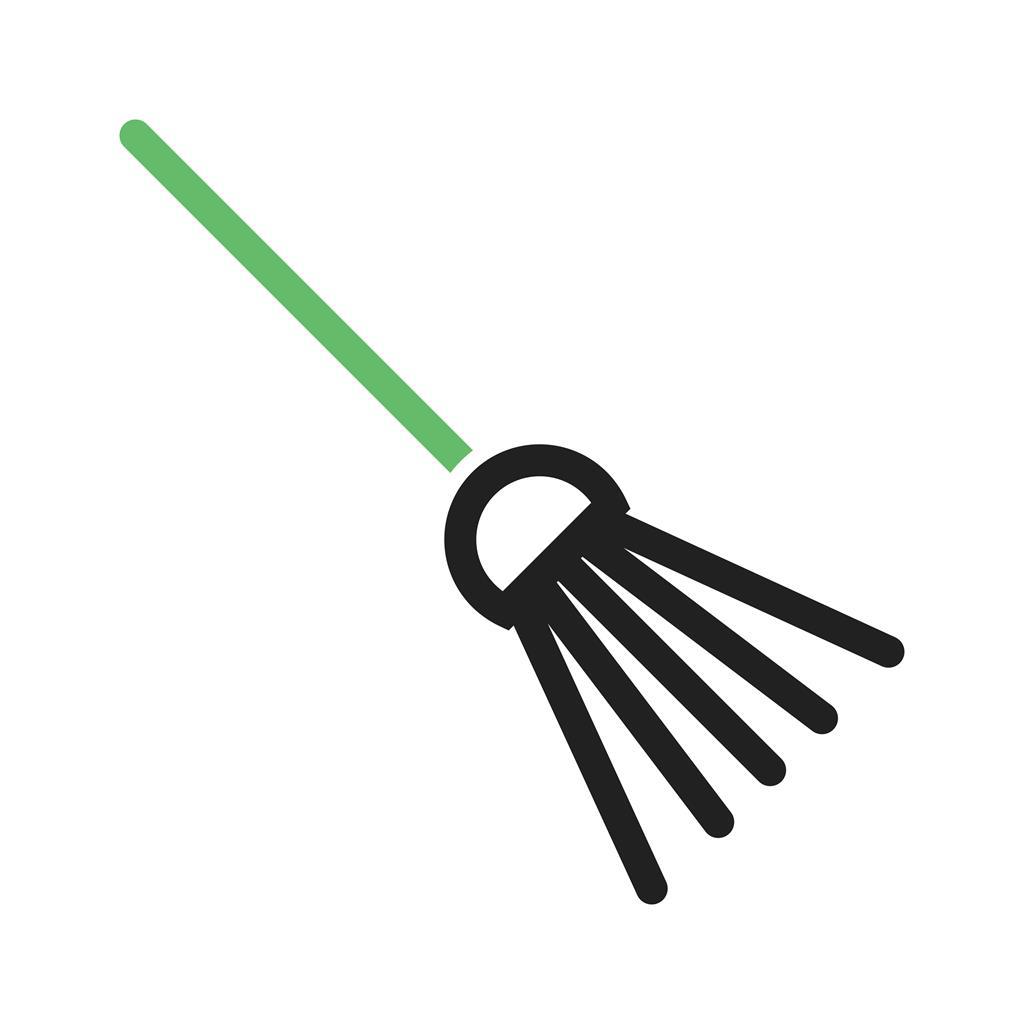 Broom Line Green Black Icon - IconBunny