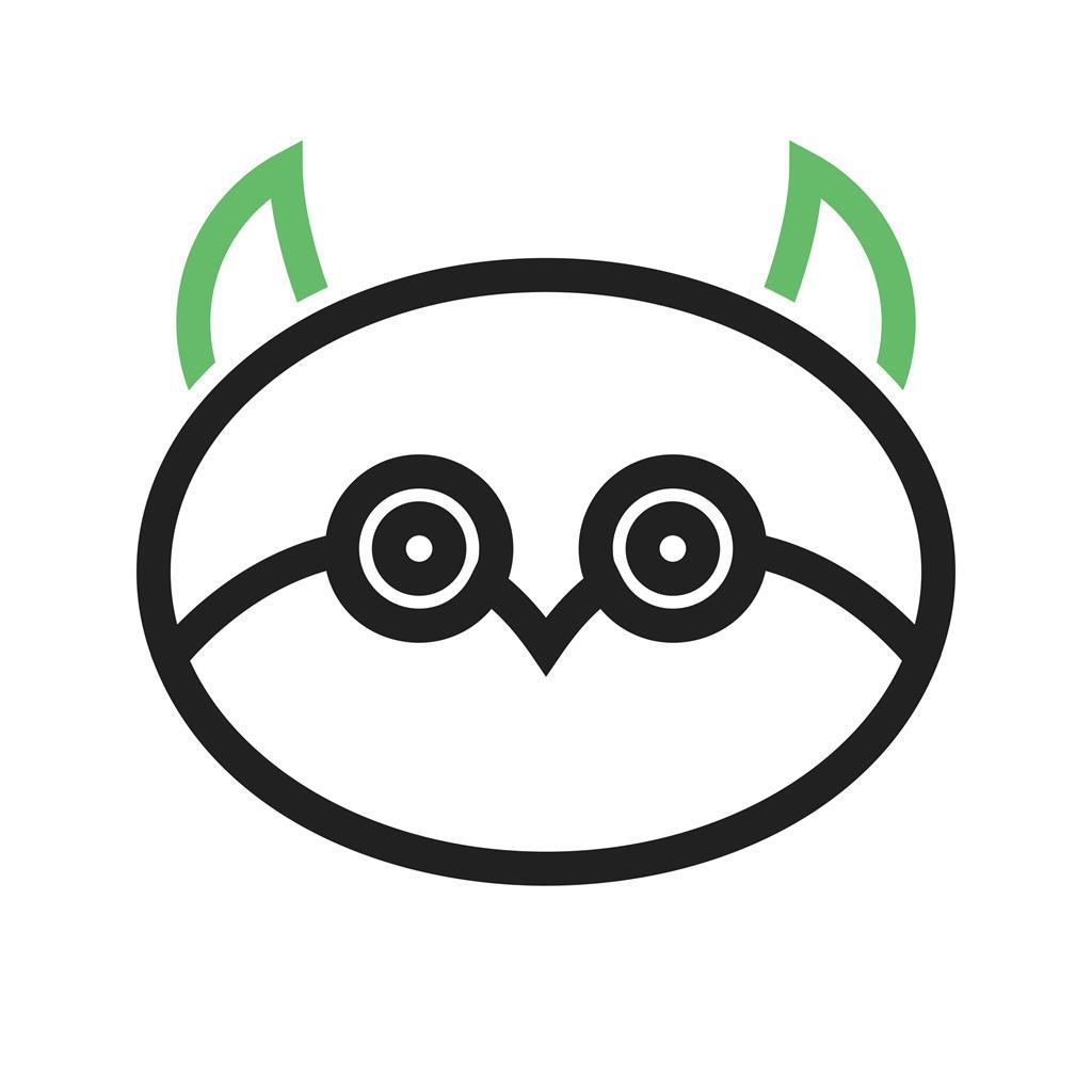 Owl Line Green Black Icon - IconBunny