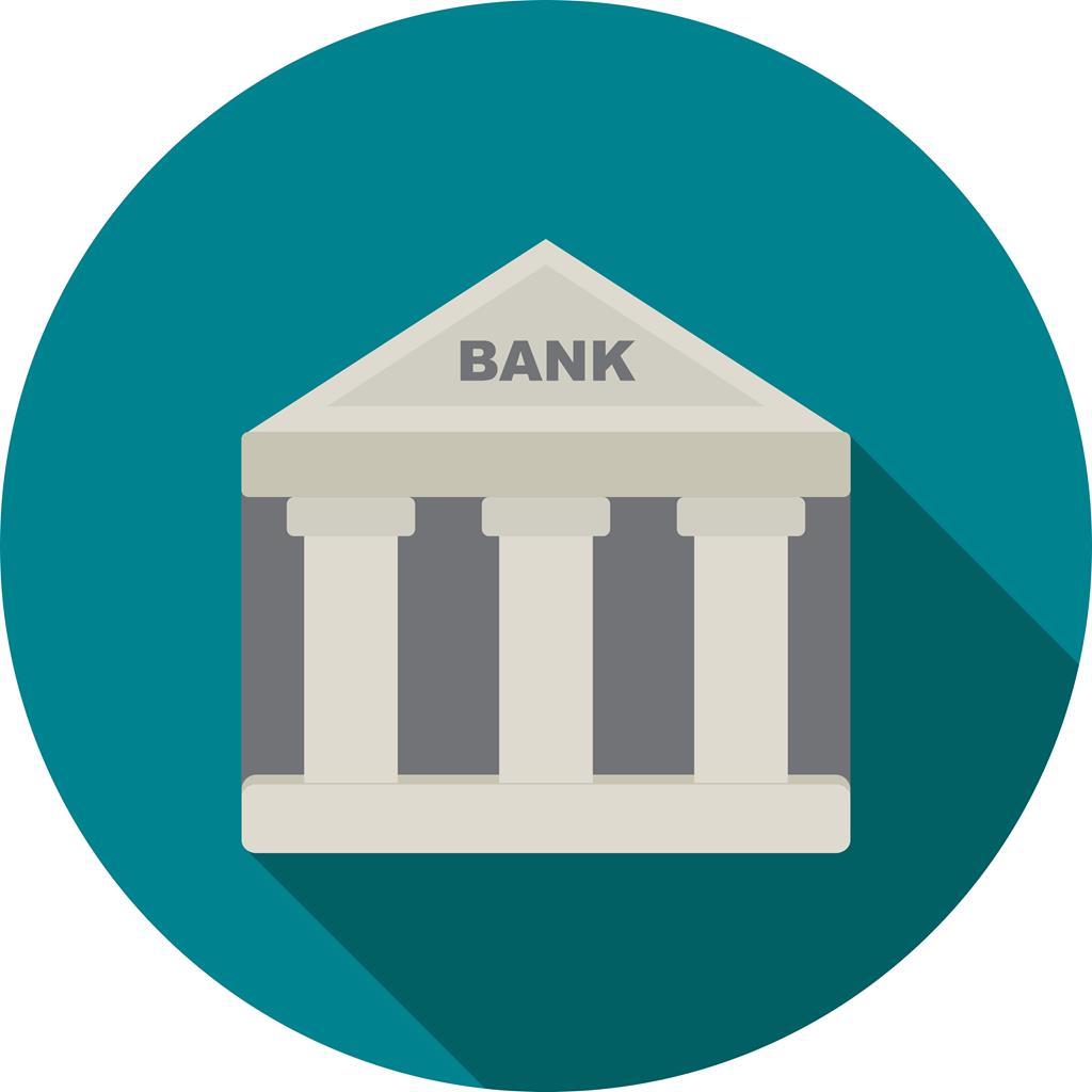 Local Banks Flat Shadowed Icon - IconBunny