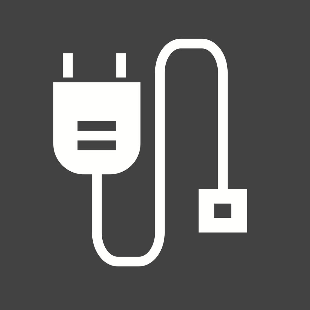 Power Cable Glyph Inverted Icon - IconBunny