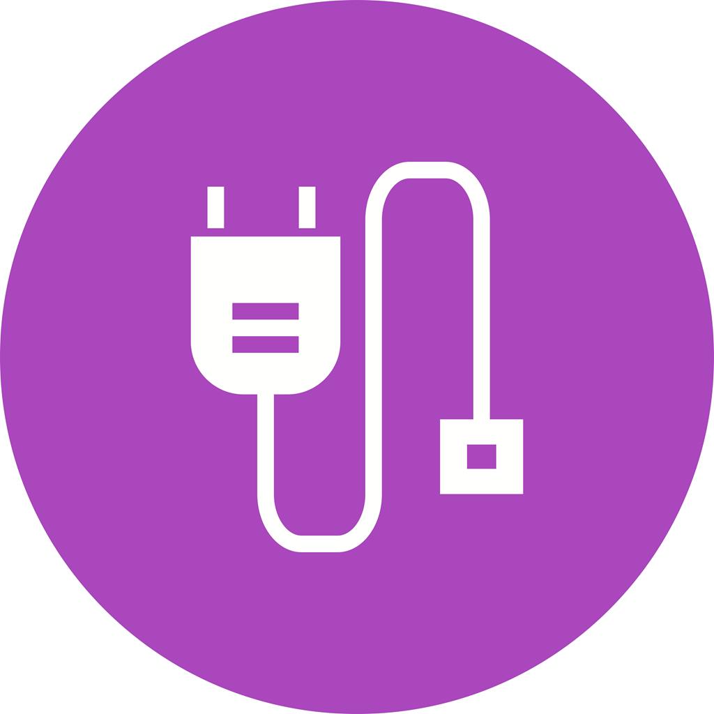 Power Cable Flat Round Icon - IconBunny