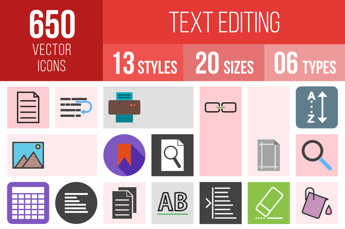 Text Editing Icons Bundle - Overview - IconBunny