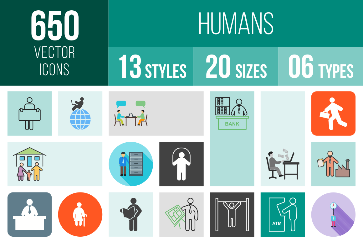 Humans Icons Bundle - Overview - IconBunny