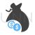Dollar Currency with bag Blue Black Icon - IconBunny