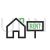 House on Rent Line Green Black Icon - IconBunny