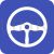 Car Steering Flat Round Corner Icon - IconBunny