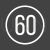 Speed limit 60 Line Inverted Icon - IconBunny