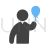 Holding balloons Blue Black Icon - IconBunny