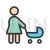 Walking with baby in stroller Line Filled Icon - IconBunny
