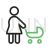Walking with baby in stroller Line Green Black Icon - IconBunny