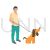 Walking dog Flat Multicolor Icon - IconBunny