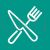 Fork and Knife Line Multicolor B/G Icon - IconBunny