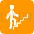 Person Climbing Stairs Flat Round Corner Icon