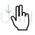 Two Fingers Down Line Green Black Icon
