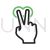 Two Fingers Tap and Hold Line Green Black Icon