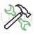 Wrench and Hammer Line Green Black Icon