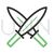 Two Swords Line Green Black Icon