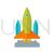 Rocket Launched Flat Multicolor Icon